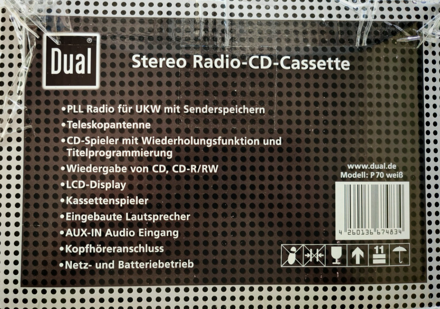 Dual P70 Kassettenradio CD Player UKW Boombox Stereo tragbar schwarz A09