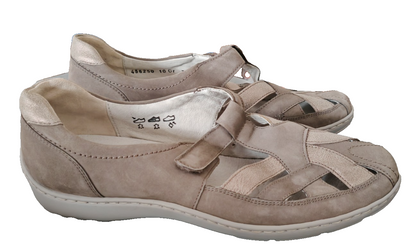 Waldläufer Proaktiv Damen Halbschuhe Gr. 42 Beige Leder Klett Weite H G2