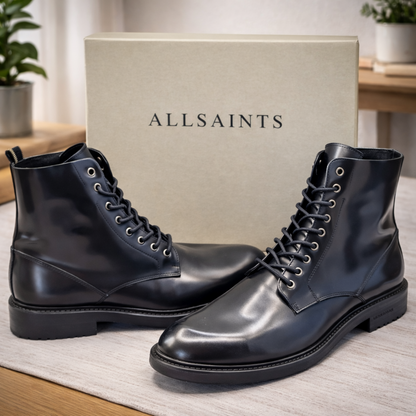 AllSaints Pollido Lace Up Boot Damen Leder Schwarz Gr. 42 Stiefeletten