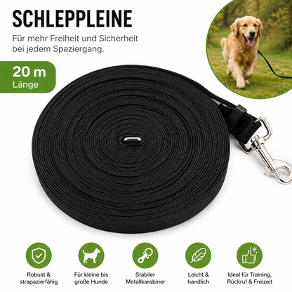 Schleppleine Hund 20m Schwarz Trainingsleine Hundeleine Fährtenleine Leine D10