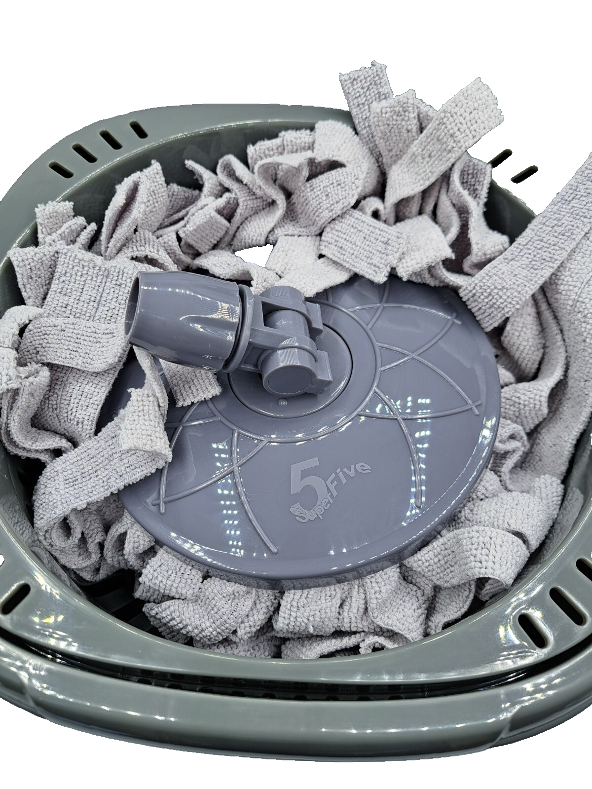HSE Wischer Set Wischmop Schrubber Bodenwischer Eimer Pedal Mikrofaser Grau HA28