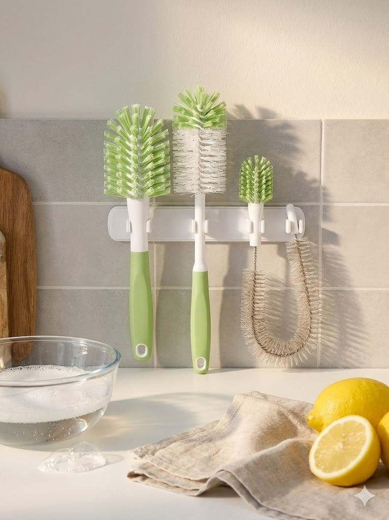 Tchibo Spülbürsten Set 1 Griff + 3 Bürstenköpfe inkl. Wandleiste Küche