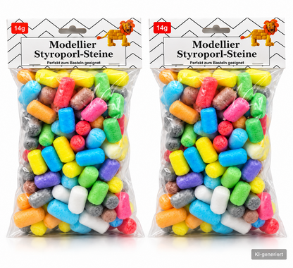2x Modellier Styropor Steine 14g Bunt Bastelmaterial Schaumstoff Basteln D7