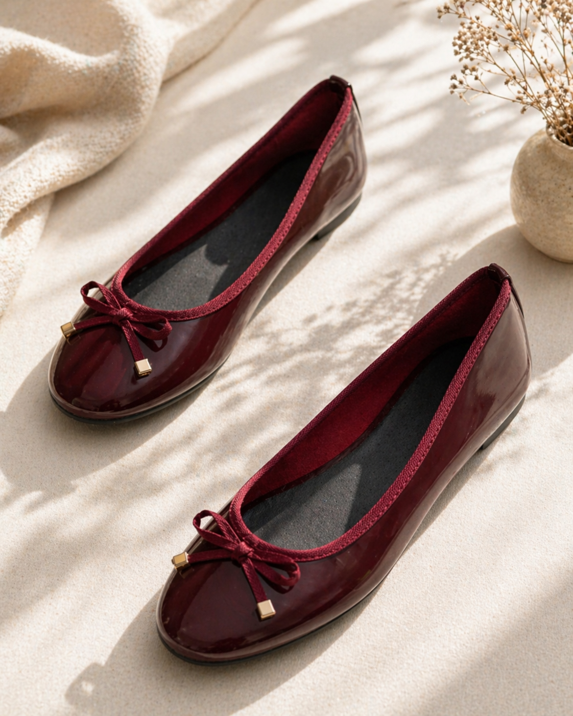Castro Ballerinas Damen Bordeaux Gr. 39 Flats Slipper Schuhe Elegant