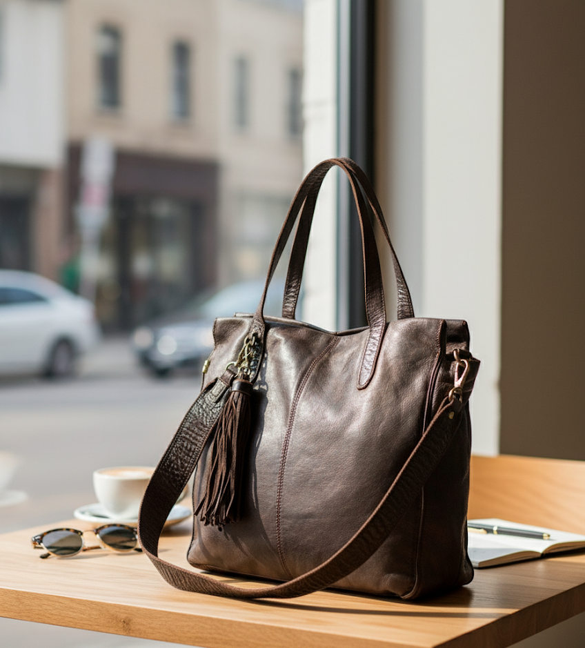 Desiderius CALADIA Basic Umhängetasche Braun Echtleder Damen Tasche