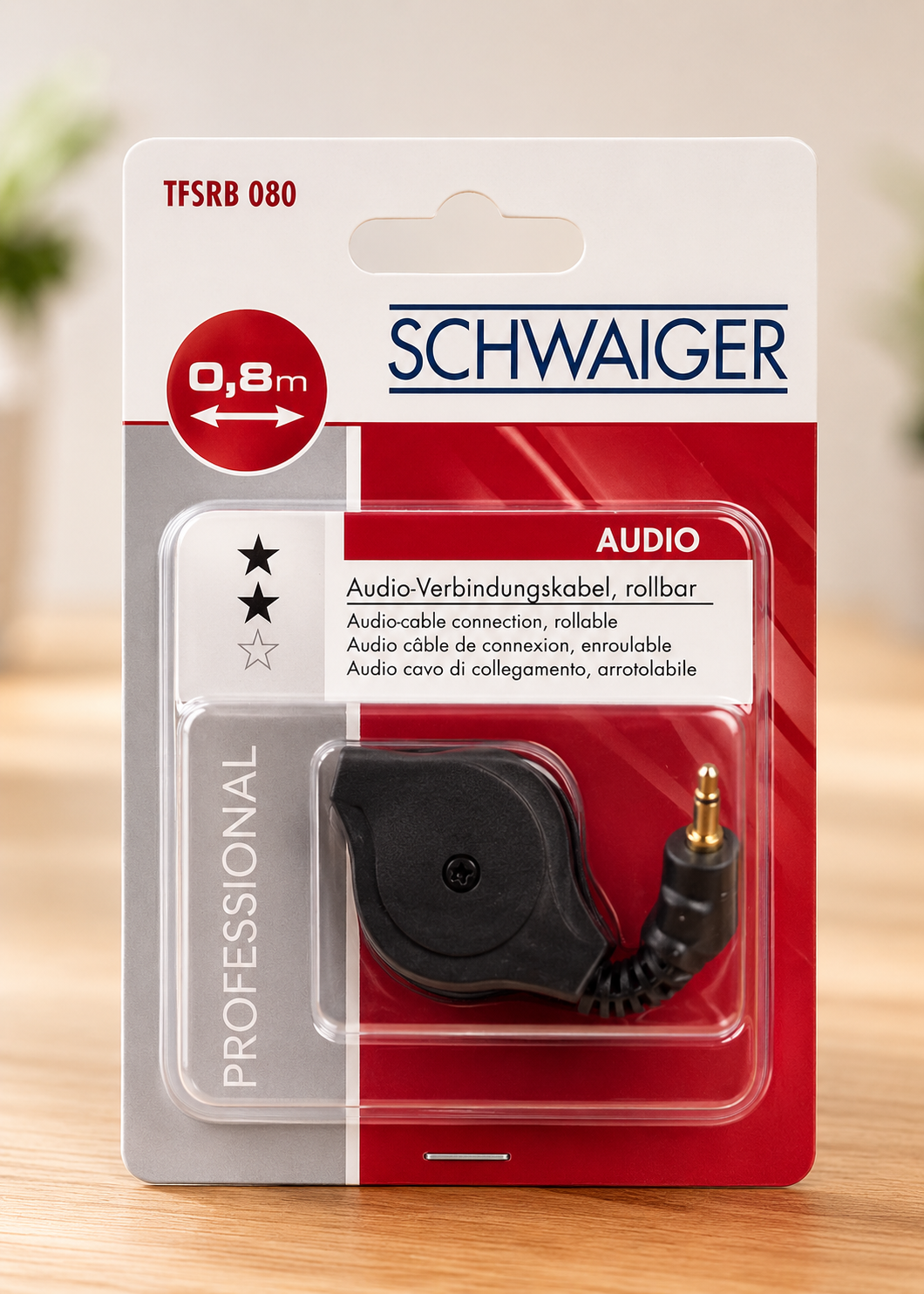 Schwaiger TFSRB080 Audio Kabel rollbar 0,8m AUX Stereo Verbindung
