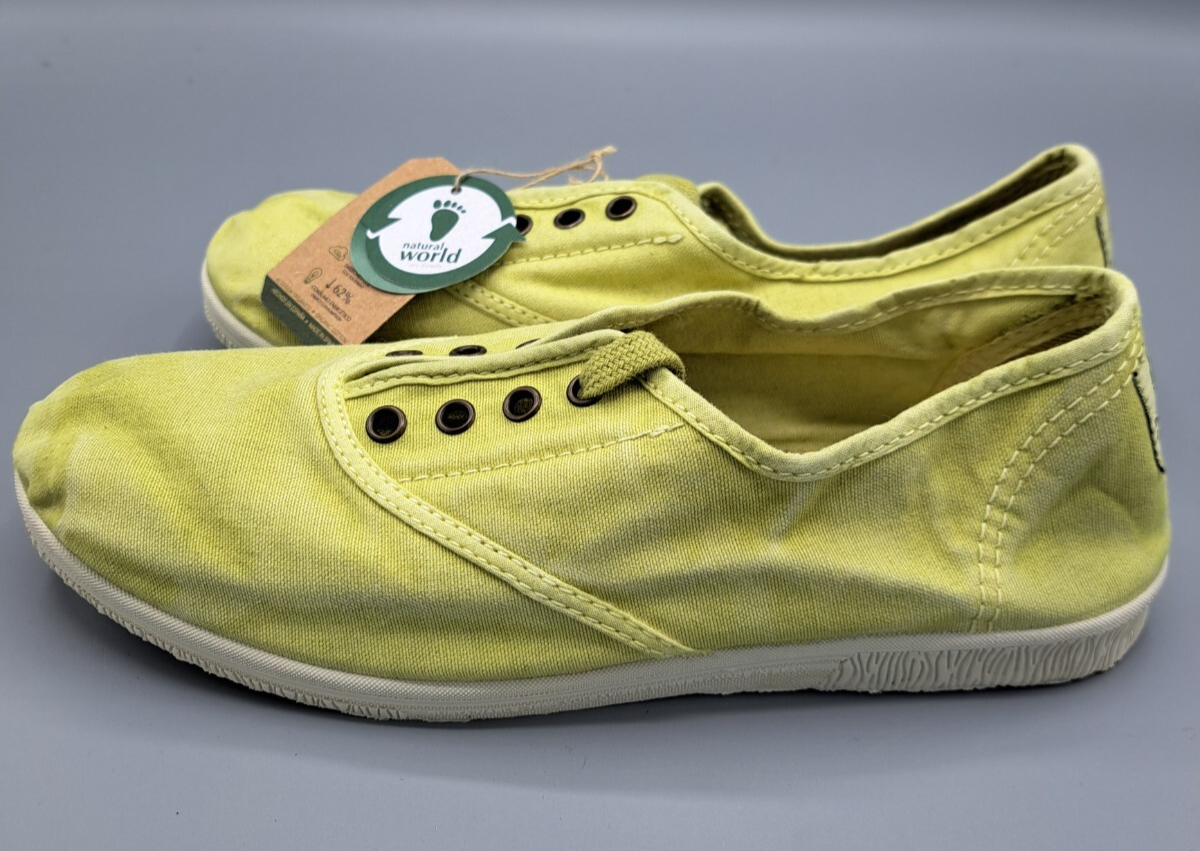 Natural World Eco Damen Sneaker Gr. 36 Gelb Zitrone Canvas Halbschuhe Nachhaltig