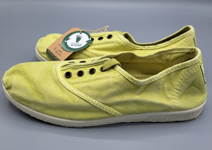 Natural World Eco Damen Sneaker Gr. 36 Gelb Zitrone Canvas Halbschuhe Nachhaltig