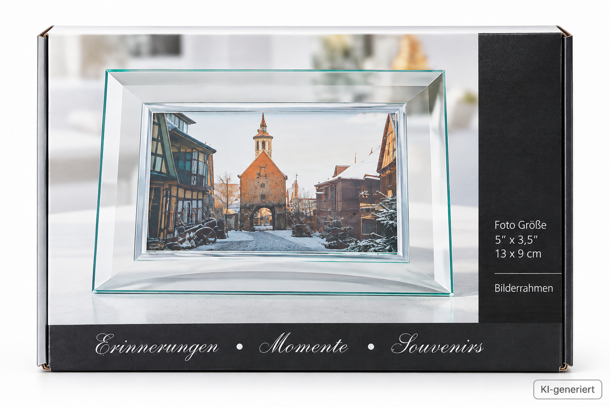 Bilderrahmen Glas 13x9 cm Fotorahmen geschwungen transparent Tischrahmen Deko E1