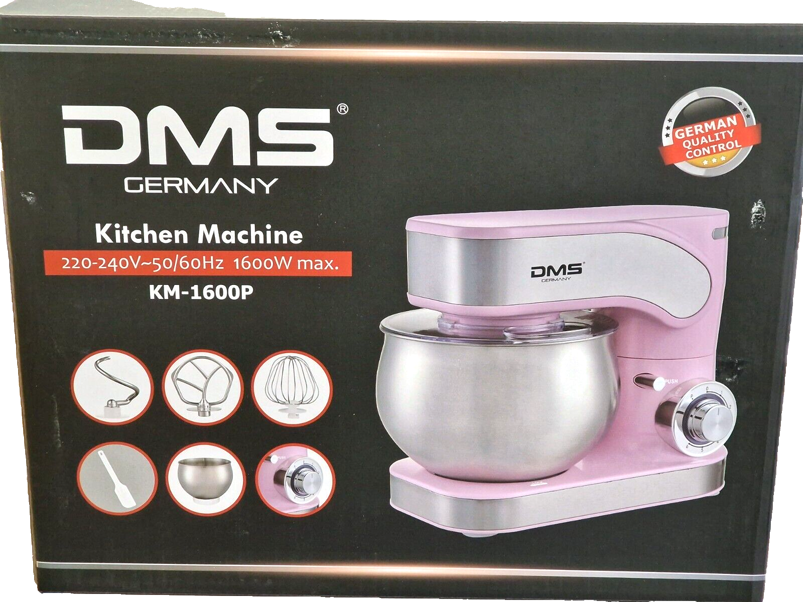 DMS Küchenmaschine KM-1600P Rosa, 6 Liter, 1600 W