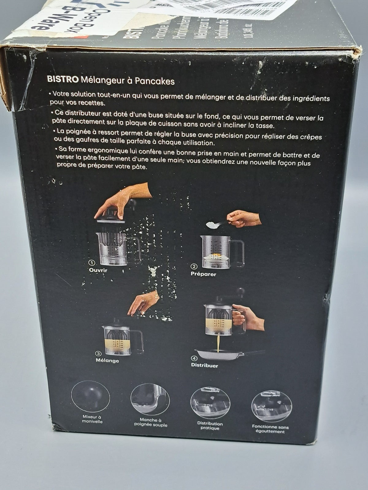 Bodum BISTRO Pancake Teigmixer & Spender Schwarz BPA-frei Messfunktion