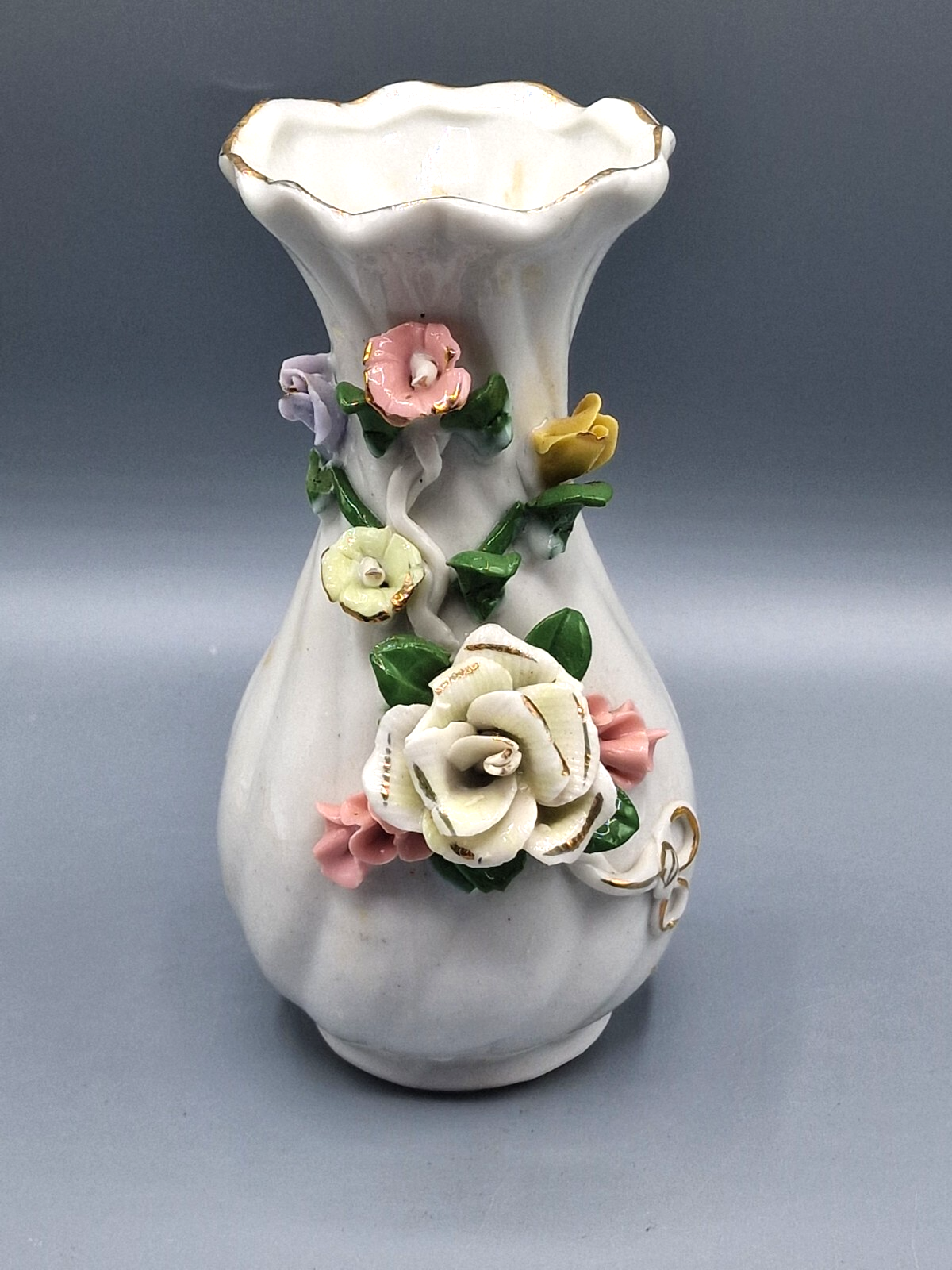 Keramik Vase Blumen Antiquität 15cm Hoch Sammler Deko