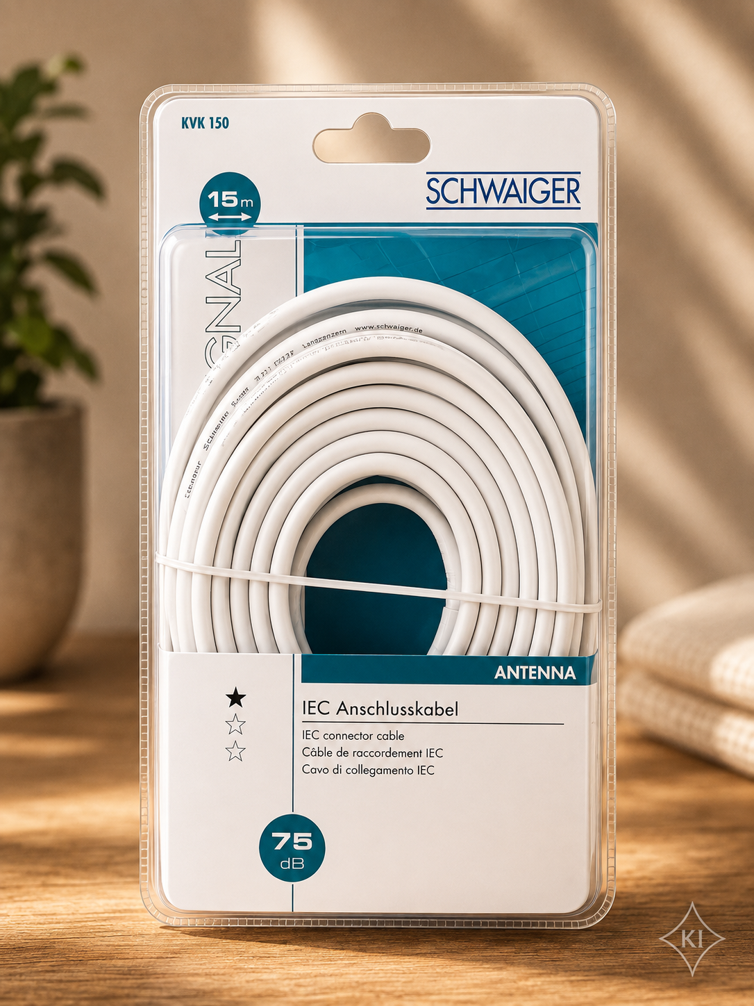 Schwaiger KVK 150 IEC Antennenkabel 15m 75dB TV Kabel Koax Anschlusskabel A4