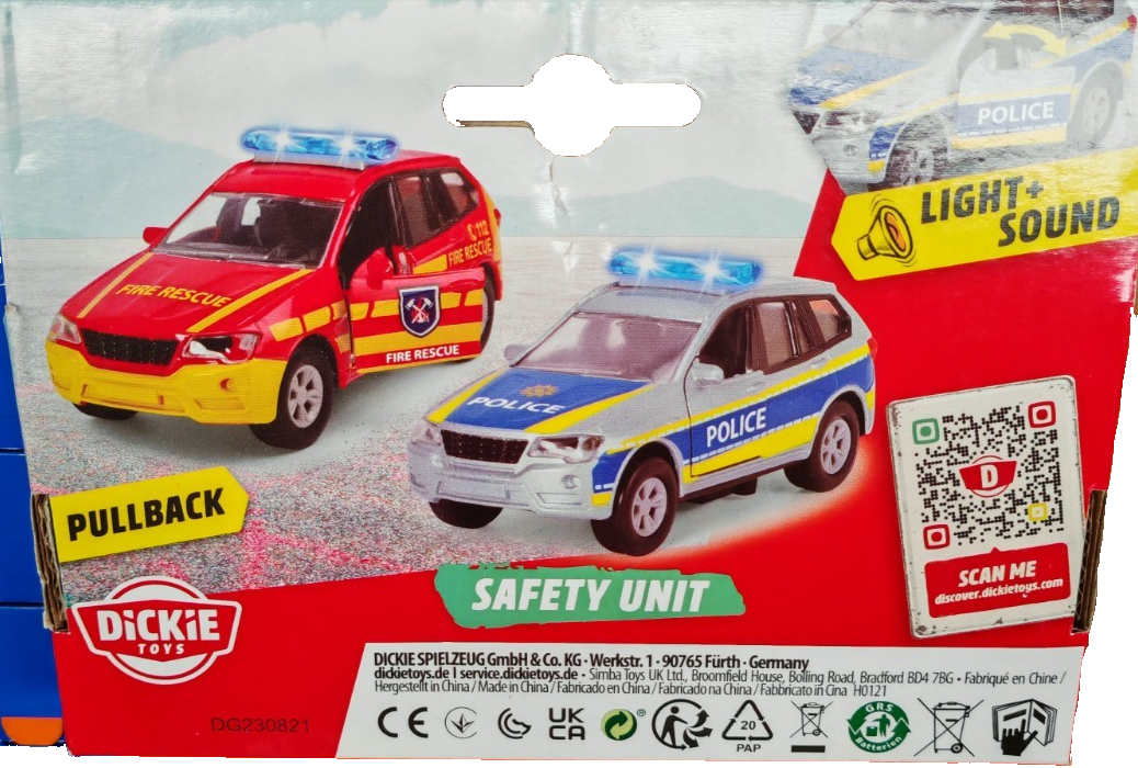 Dickie Toys Safety Unit Einsatzfahrzeug Feuerwehr Licht Sound Auto