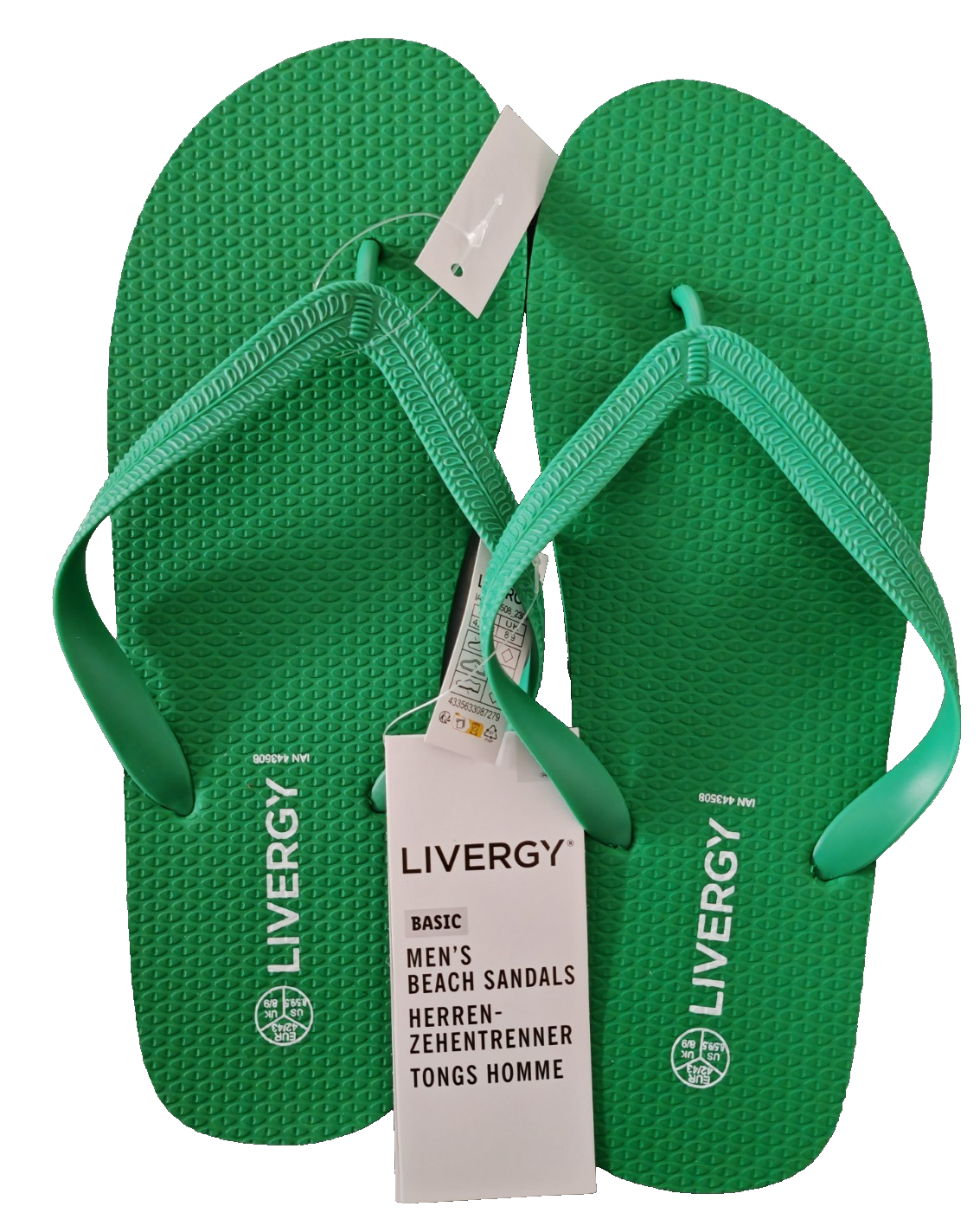 LIVERGY Herren Zehentrenner Gr. 42/43 Grün Badeschuhe Flip Flops Neu G2