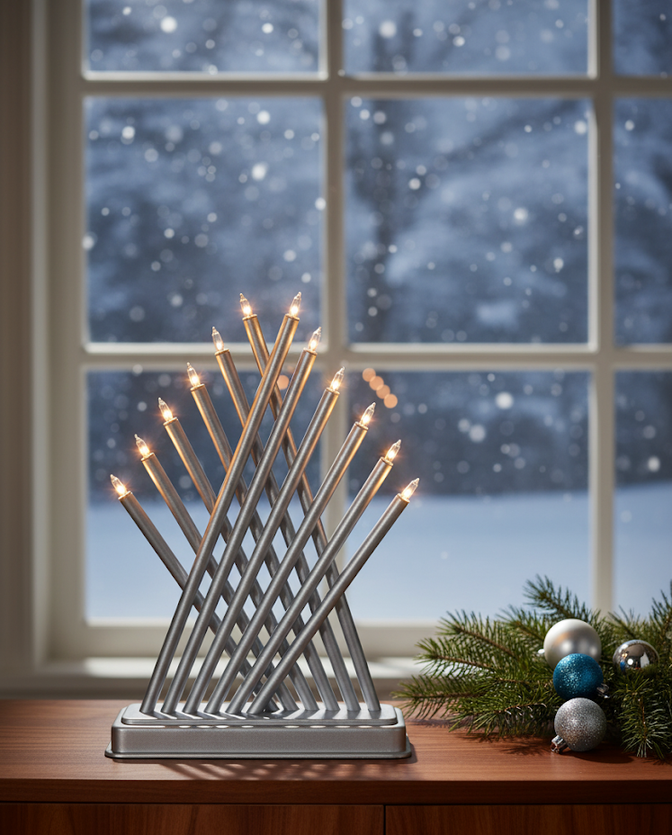 Kronleuchter 12 LED Silber Weihnachtsdeko Dekoration Licht