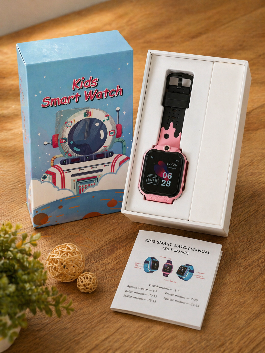 Kinder Smartwatch HWA01 Schwarz Rosa Apple Android kompatibel Uhr Kinder