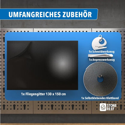 Fliegengitter 130x150cm mit Klettband Insektenschutz Fenster Zuschneidbar