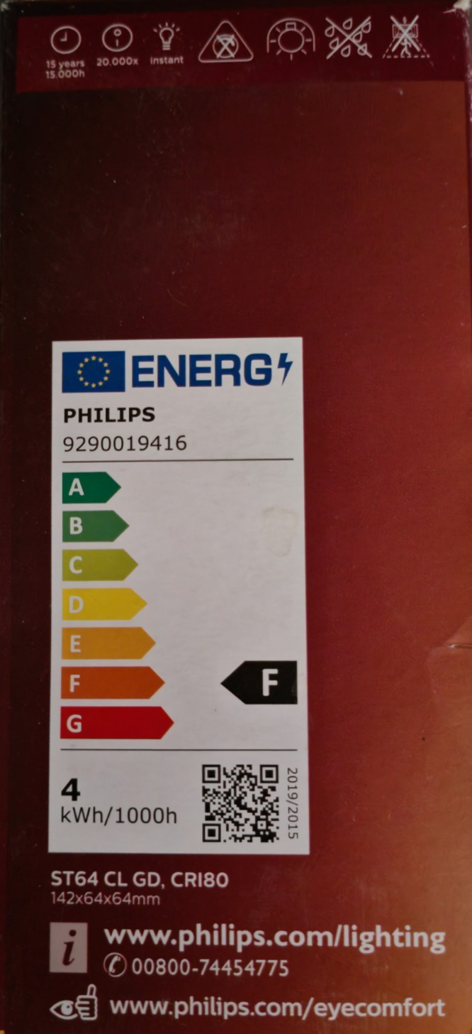 Philips Vintage LED ST64 E27 4W 400lm 2500K Edison Filament Klar EyeComfort HA34