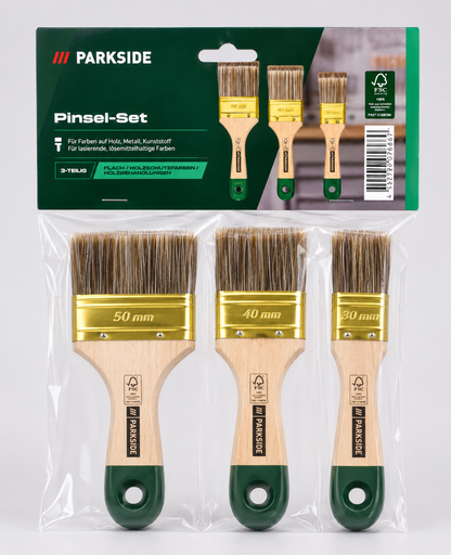 Parkside Pinsel Set 3tlg Lasurpinsel Holzlasur Malerpinsel Zubehör Neu