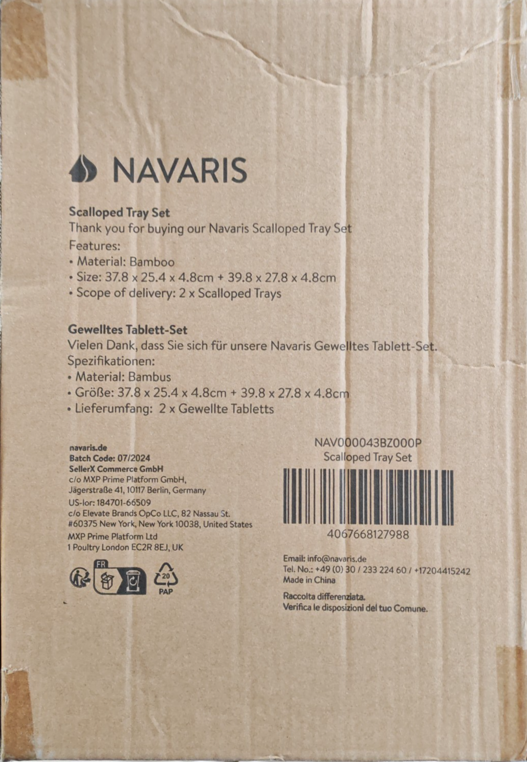 2er Navaris Bambus Tablett Set Gewellt Holz Serviertablett Deko Bett C05