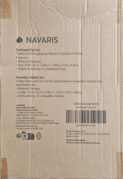 2er Navaris Bambus Tablett Set Gewellt Holz Serviertablett Deko Bett C05