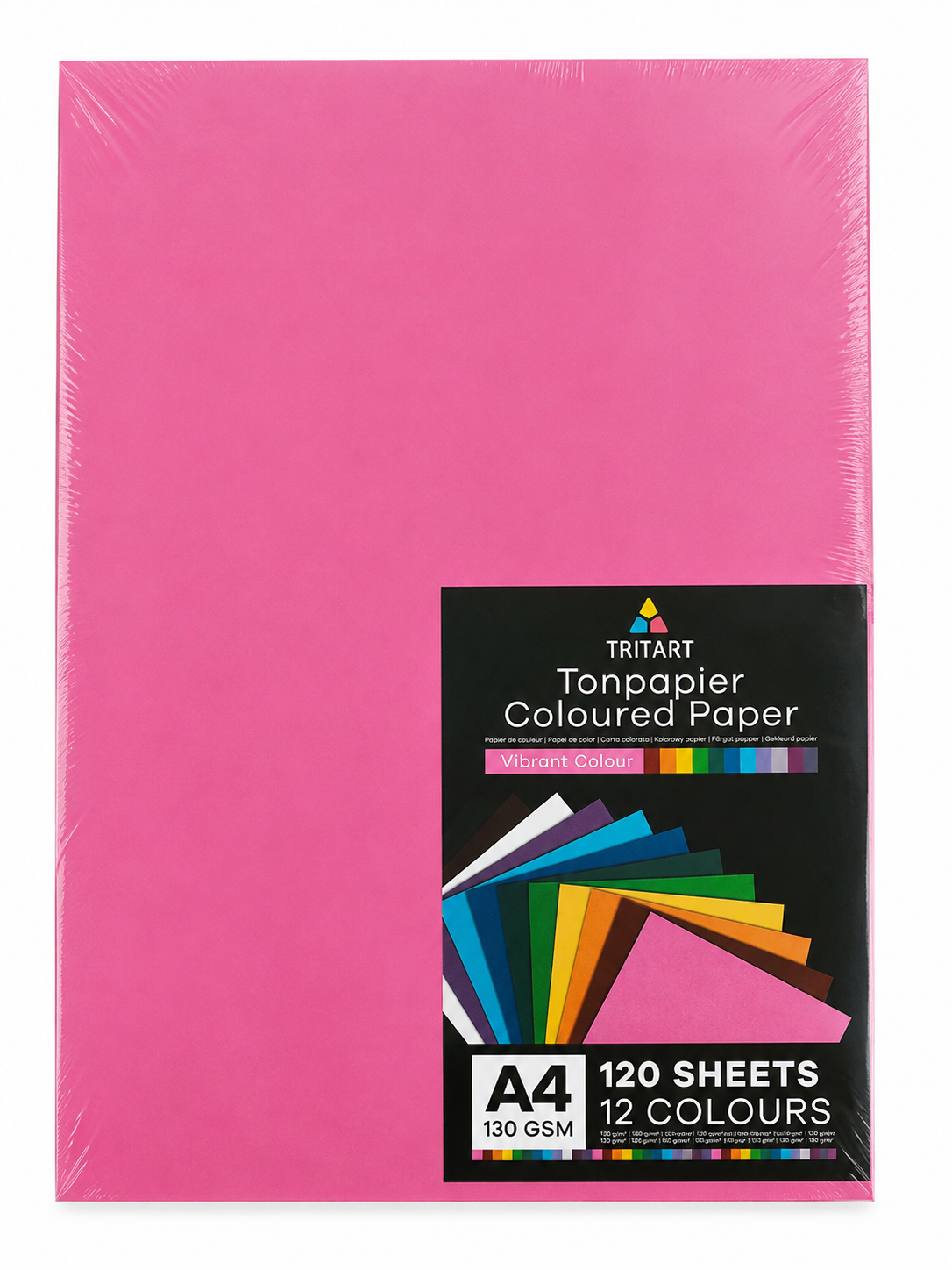 Tritart Tonpapier A4 130g/m² 120 Blatt 12 Farben Buntpapier Bastelpapier Set E1