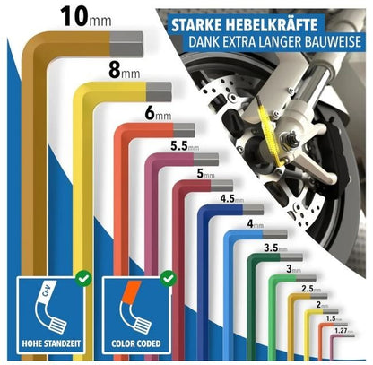 Innensechskantschlüssel Set 13tlg Kugelkopf 1,27-10mm Inbus