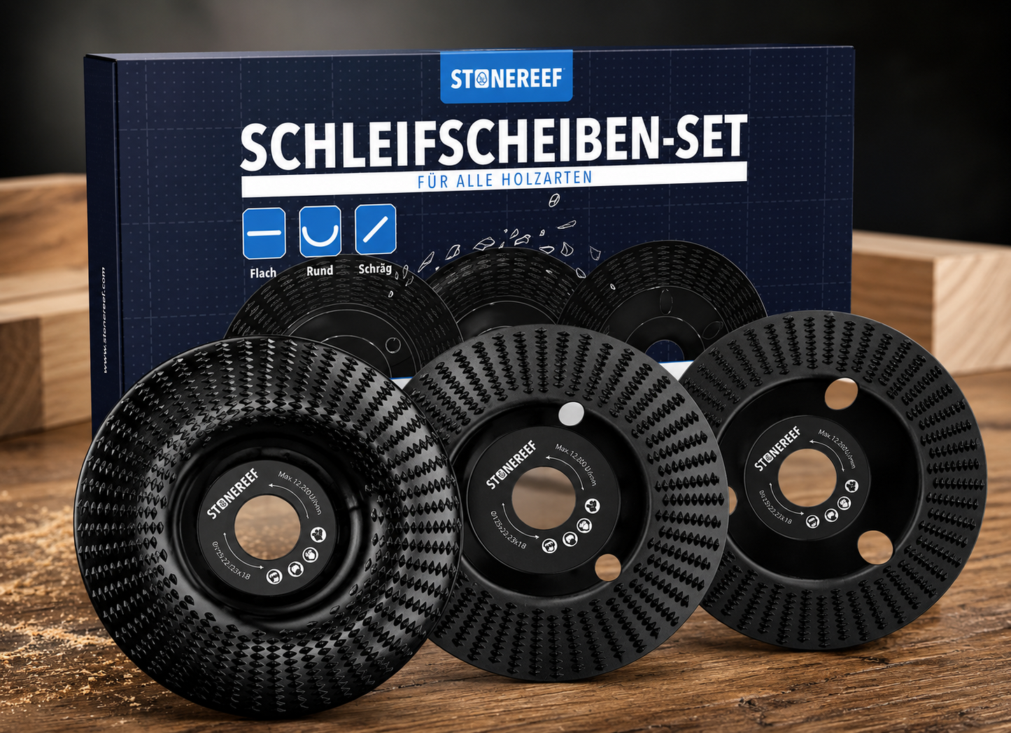 Holz Schleifscheibe 125mm Winkelschleifer Frässcheibe Holzfräser Abtrag A3