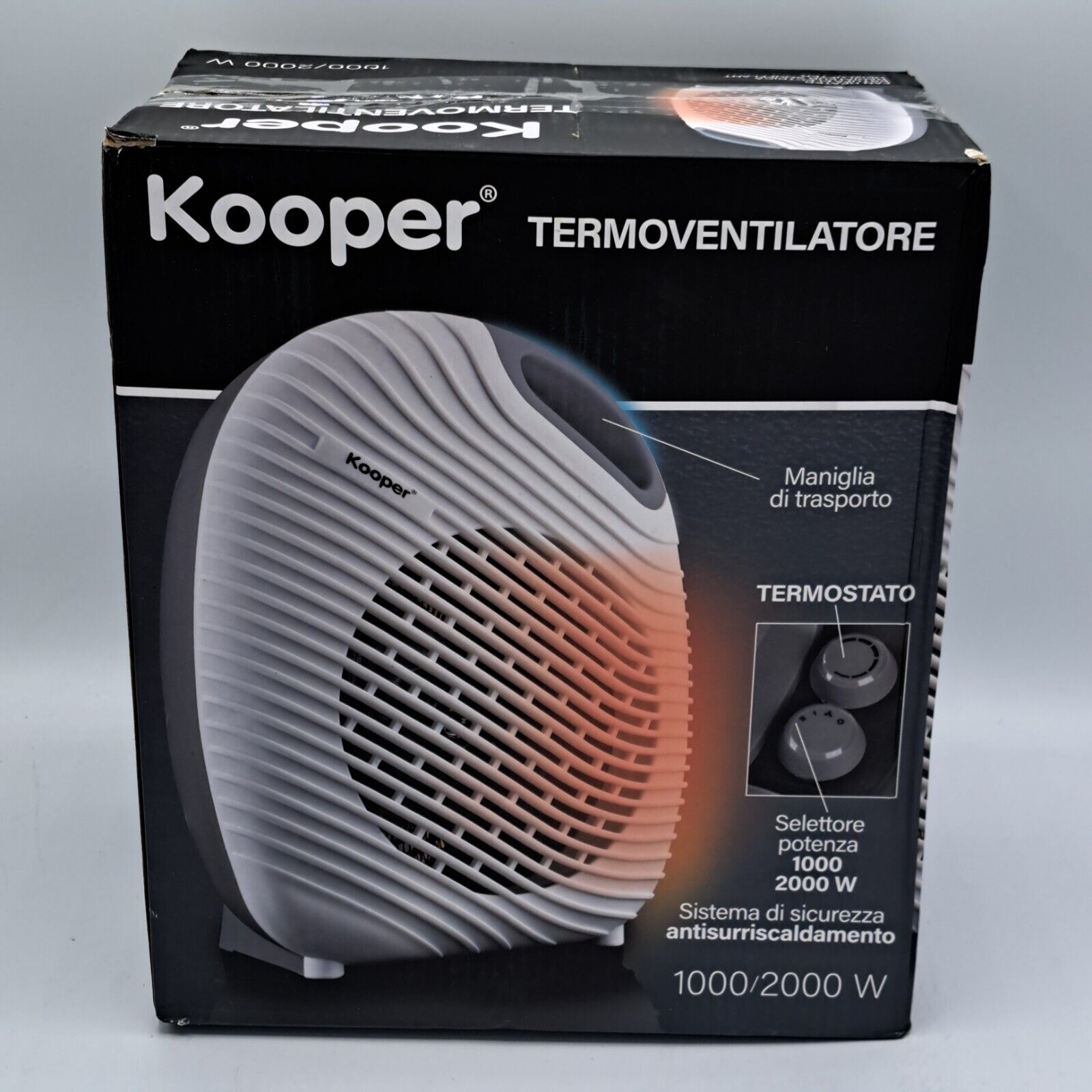 Kooper Heizlüfter 1000/2000W, Heizen, Badezimmer, Warmluft