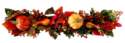 Herbstdeko Tischläufer 50 cm Kürbisse Beeren Herbstgesteck Tischdeko D10
