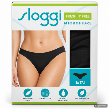 Sloggi Fresh N Free Damen Tai Slip Schwarz Microfaser 84% Polyamid 16% Elas. G3