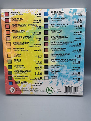 Tritart Acryl-Farben-Set HOCHWERTIG | Malfarben Tuben 25 x 12ml mit 12 Pinsel