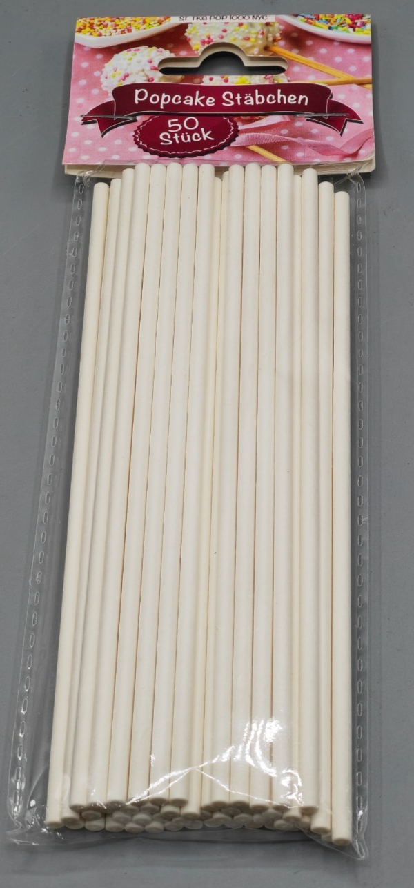 50x Popcake Stäbchen Weiß Cake Pop Stiele Lollipop Sticks Backzubehör Kuchen B4