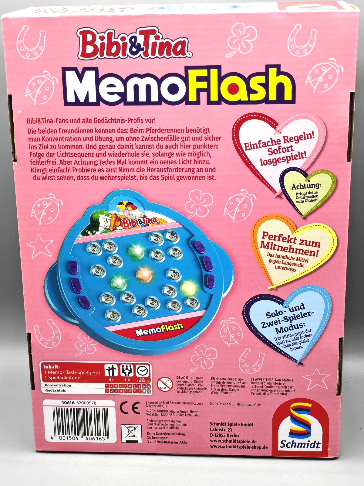 Schmidt Spiele Bibi & Tina Memo Flash Elektronisches Gedächtnisspiel Reise