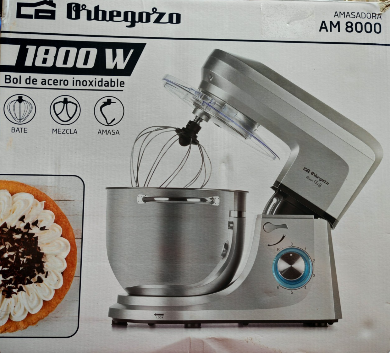 Orbegozo AM8000 Knetmaschine 7L 1800W Küchenmaschine Planetenrührwerk C-06
