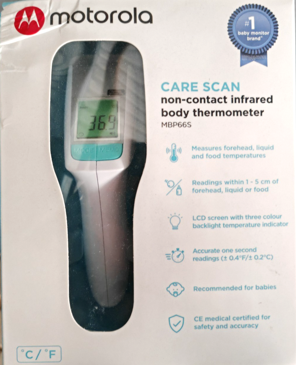 Motorola Care Scan MBP66S Infrarot Thermometer Kontaktlos Fieberthermometer C1