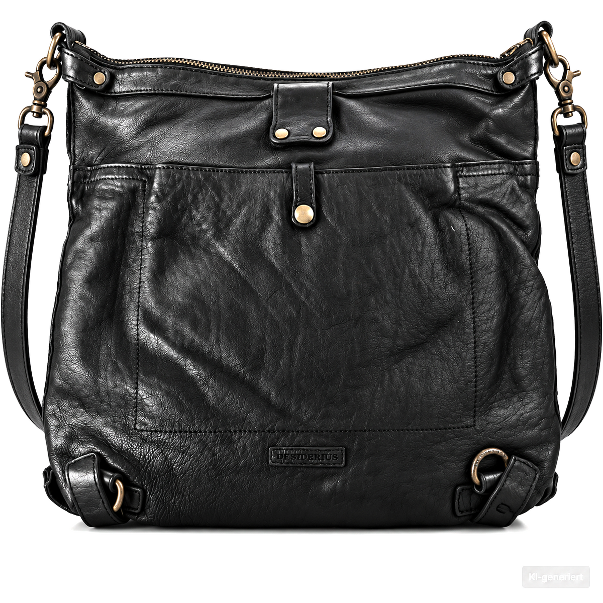 Desiderius Faustus Ledertasche Schwarz Echtleder Umhängetasche Schultertasche H2