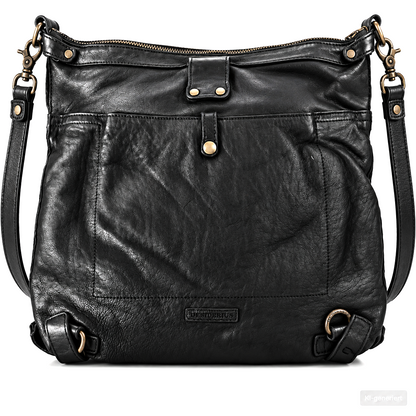 Desiderius Faustus Ledertasche Schwarz Echtleder Umhängetasche Schultertasche H2