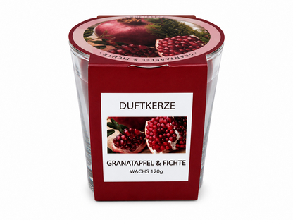 Duftkerze Granatapfel & Fichte 120g Kerze im Glas Raumduft Winter Weihnachten E6