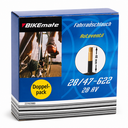 Bikemate Fahrradschlauch 28 Zoll Doppelpack 28/47-622 AV Autoventil 2er Set E4