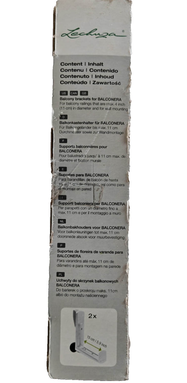 LECHUZA BALCONERA Balkonkastenhalter 2er Set Weiß bis 50kg Original Halter A9