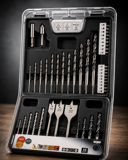 Bits- und Bohrersatz 45-tlg Bitset Bohrerset Schrauber Zubehör Universal A3