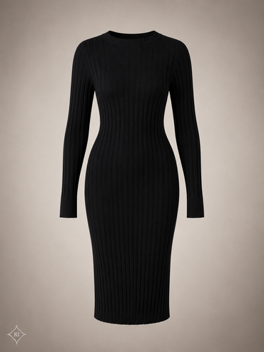EVA LUTZ Kleid Damen Gr. 40 Schwarz Stehkragen Zopfstrick Elegant Strickkleid D3
