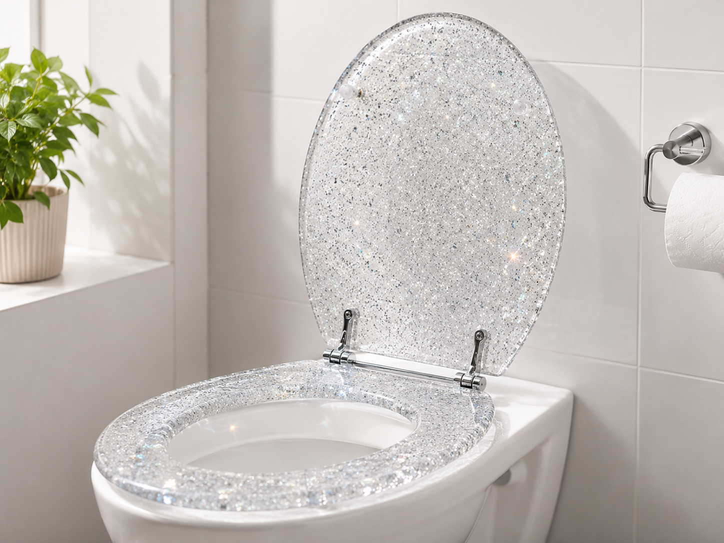 Navaris WC Sitz Glitzer Transparent Toilettensitz Klobrille Soft Deckel E2