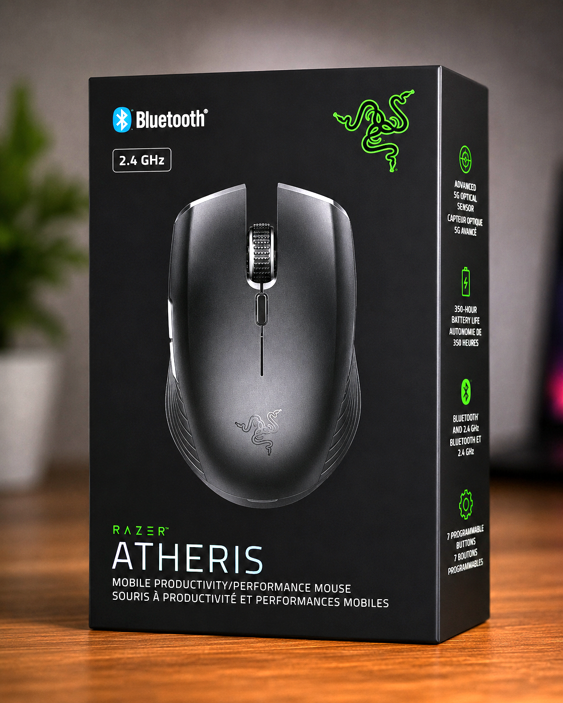 Razer Atheris Kabellose Gaming Maus Bluetooth USB Wireless 7200 DPI Schwarz A6