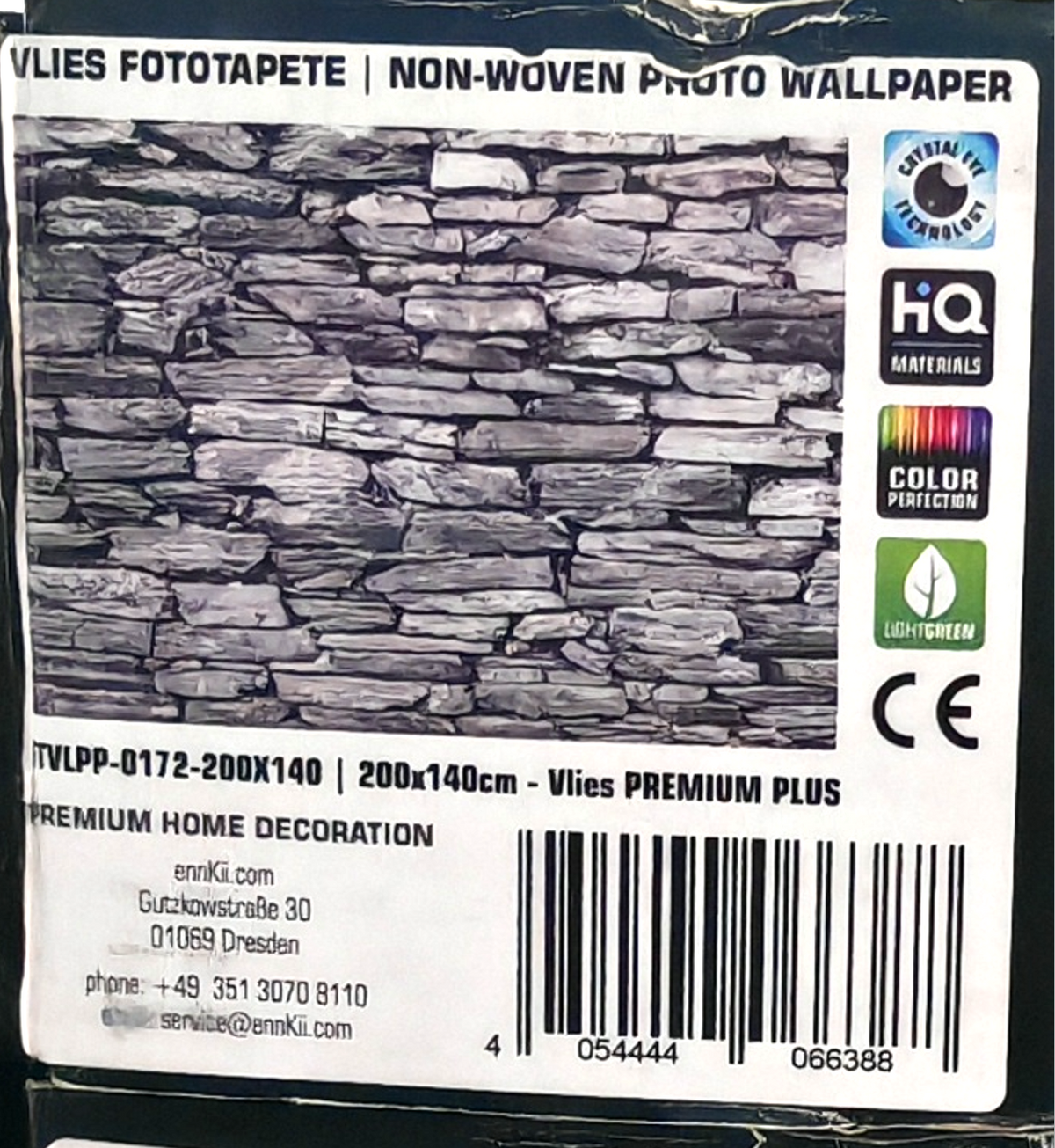 ENKii Vlies Fototapete Steinwand Grau Bruchstein 200x140 cm Premium Plus E2