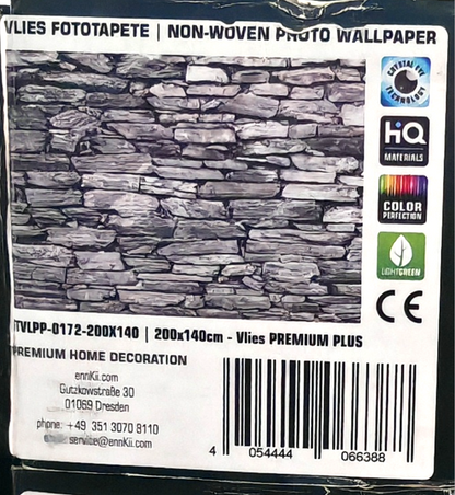 ENKii Vlies Fototapete Steinwand Grau Bruchstein 200x140 cm Premium Plus E2