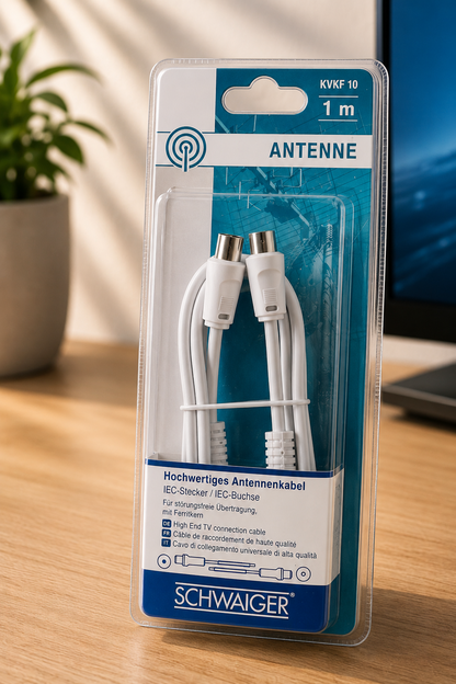 Schwaiger KVKV10 Antennenkabel 1m TV Kabel IEC Koaxialkabel