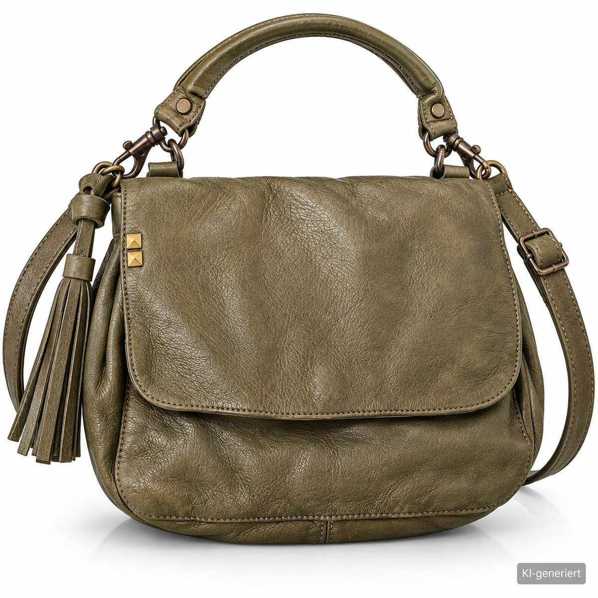 Desiderius Aemilia Ledertasche Olive Echtleder Umhängetasche Damen Vintage H2